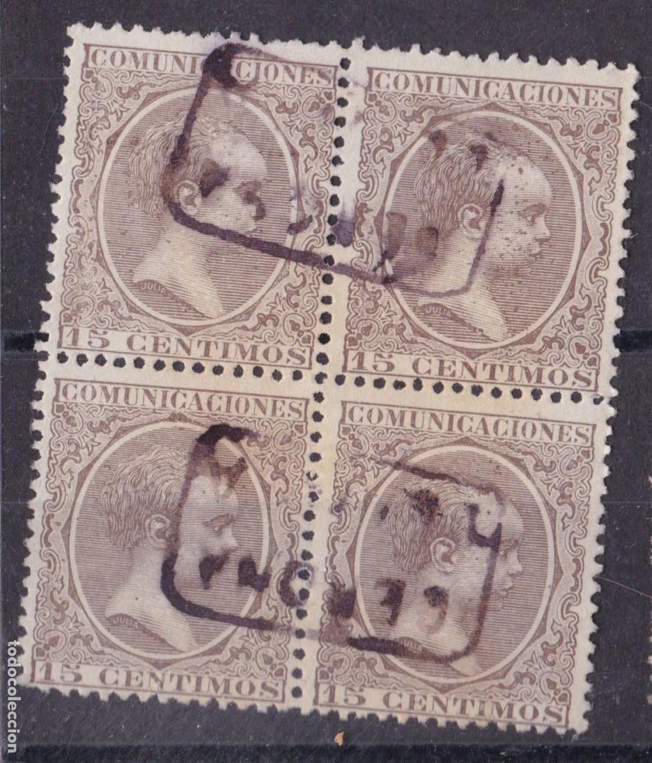 Sellos: SS45- Alfonso XIII Pel&oacute;n Bloque 4 Matasellos Carter&iacute;a LLANSA Gerona