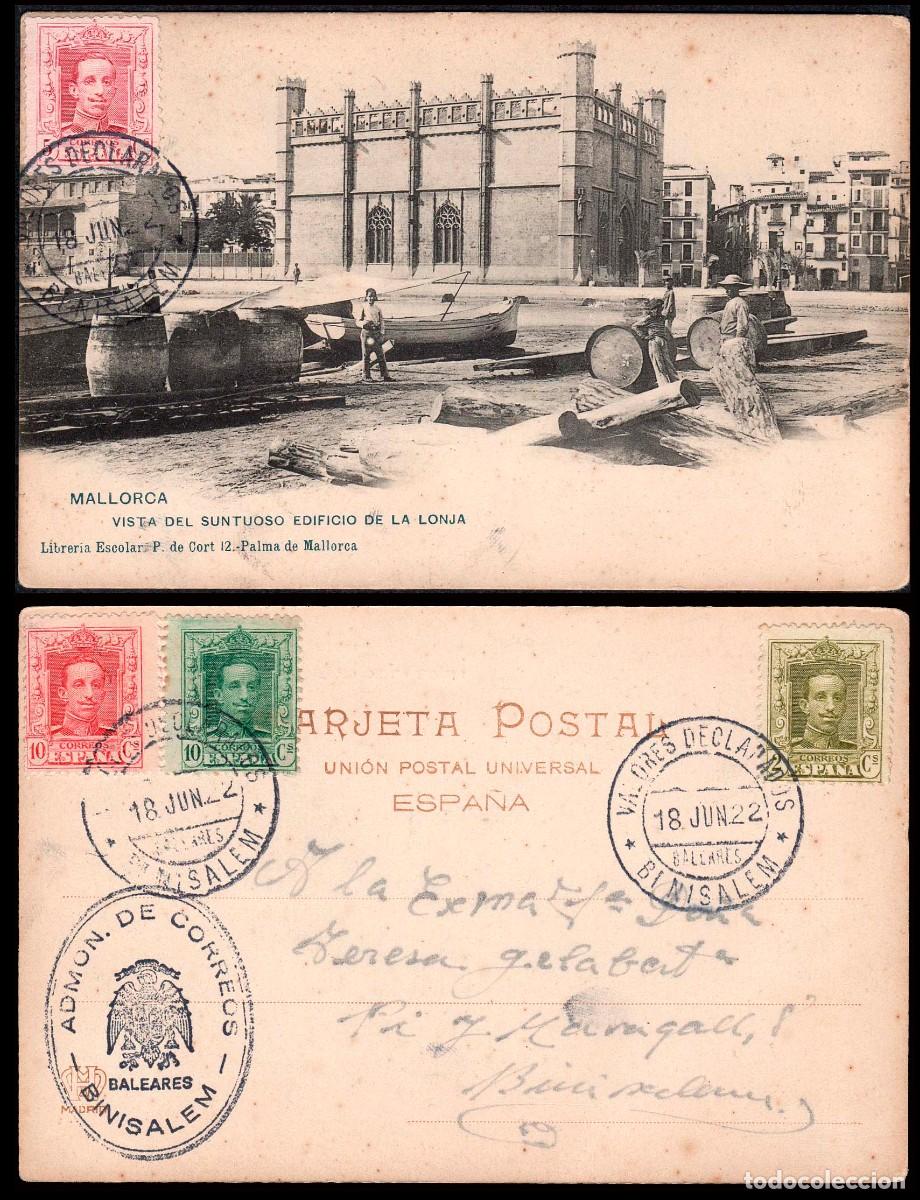 Sellos: Baleares - Edi o TP 310+311+313+314 - Postal Mat &rdquo;Valores Declarados Benisalem 15/Jun./22&rdquo;