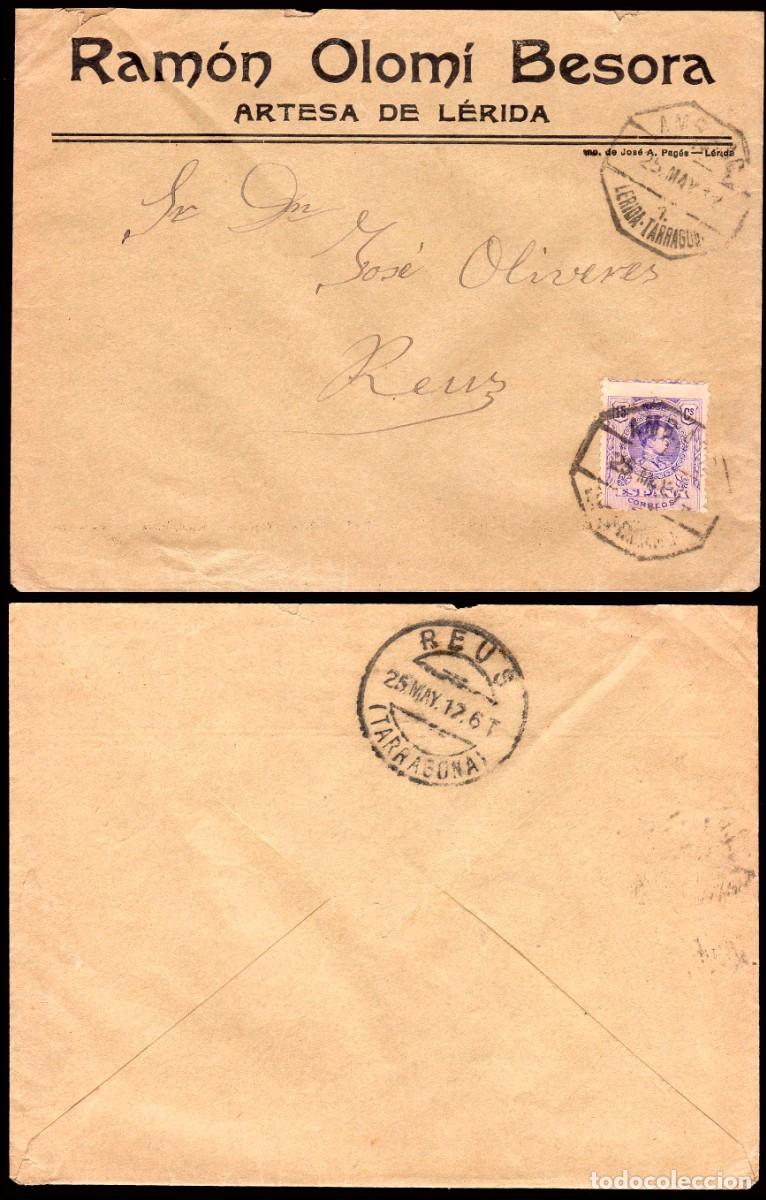 Sellos: L&eacute;rida - Edi o 270 - Sobre membrete &rdquo;Ram&oacute;n Olom&iacute; - Artesa de L&eacute;rida&rdquo; - Mat &rdquo;AMB. Asc. - 1 - L&eacute;rida..