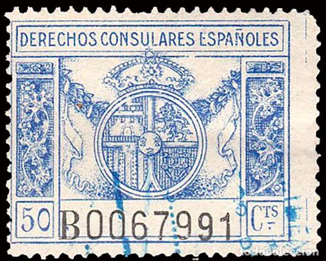 Sellos: Espa&ntilde;a - Fiscales - Derechos Consulares - Alemany o 9 - 1929 - 0,50 Ptas.