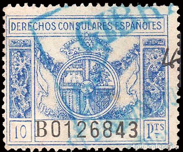 Sellos: Espa&ntilde;a - Fiscales - Derechos Consulares - Alemany o 13 - 1929 - 10 Ptas.