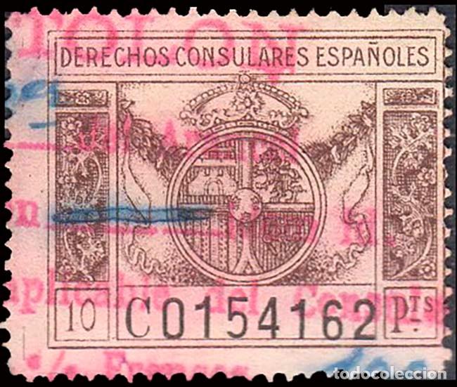 Sellos: Espa&ntilde;a - Fiscales - Derechos Consulares - Alemany o 21 - 1929 - 10 Ptas.