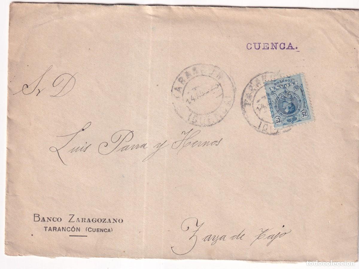 Sellos: Sobre Banco Zaragozano Taranc&oacute;n. Cuenca.