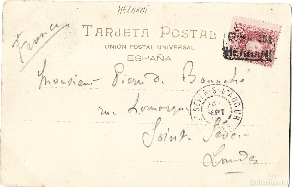 Sellos: 1904 Carta Tarjeta Hauser y Menet Carter&iacute;a Hernani Gipuzkoa / Guip&uacute;zcoa a Francia