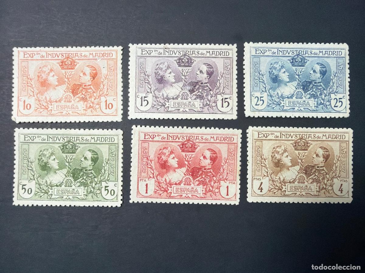 Sellos: ESPA&Ntilde;A, 1907. EDIFIL SR 1/6. EXPOSICI&Oacute;N DE INDUSTRIAS DE MADRID. NUEVOS. CON FIJASELLOS