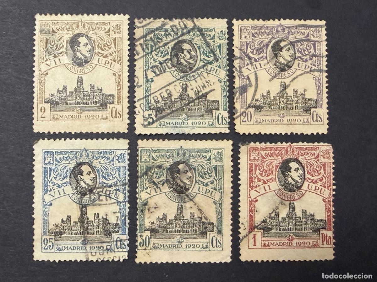 Sellos: ESPA&Ntilde;A, 1920. EDIFIL 298, 299, 302, 303, 304, 307. VII CONGRESO DE LA U.P.U. USADOS