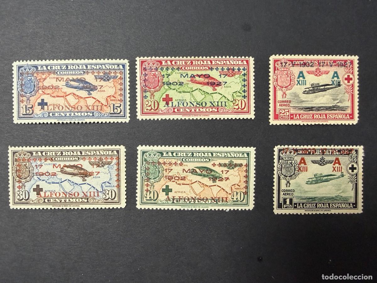 Sellos: ESPA&Ntilde;A, 1927. EDIFIL 365/369 + 371. XXV ANIV. JURA CONSTITUCI&Oacute;N ALFONSO XIII. NUEVOS. CON FIJASELLOS