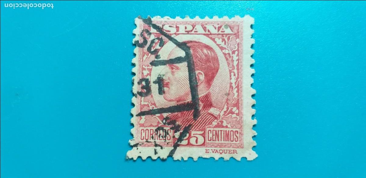 Sellos: USADO. EDIFIL 495. A&Ntilde;O 1930-1931. ALFONSO XIII. TIPO VAQUER de perfil.
