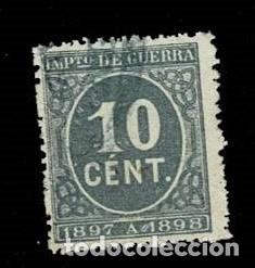 Sellos: 0552 IMPUESTO DE GUERRA A&ntilde;o 1897-1898 Valor 10 cts Color VERDE Usado VER.