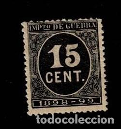 Sellos: 0552 IMPUESTO DE GUERRA A&ntilde;o 1898-1899 Valor 15 cts Color NEGRO Usado VER