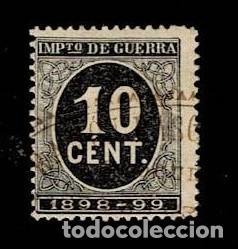 Sellos: 0552 IMPUESTO DE GUERRA A&ntilde;o 1898-1899 Valor 20 cts Color NEGRO Usado VER.