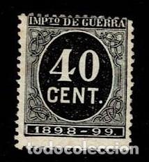 Sellos: 0552 IMPUESTO DE GUERRA A&ntilde;o 1898-1899 Valor 40 cts Color NEGRO Usado VER