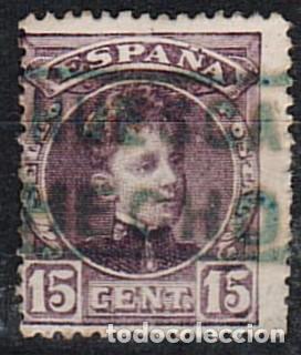 Sellos: 0708. Sello 15 cts Alfonso XIII cadete CARTERIA tipo II HECHO (Huesca), num 246 &ordm;