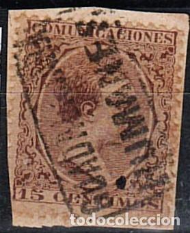 Sellos: 0708. Sello 15 cts Alfonso XIII pelon CARTERIA tipo II, HUMANES (Guadalajara), num 219 &ordm;