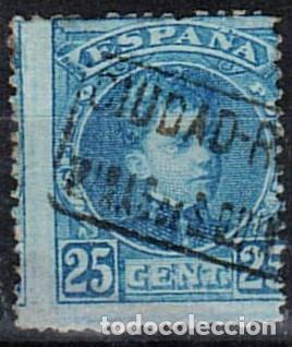 Sellos: 0708. Sello 25 cts Alfonso XIII cadete CARTERIA II MINAS de S. QUINTIN (Ciudad Real), num 248 &ordm;