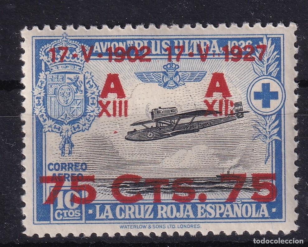 Sellos: 1927 CRUZ ROJA A&Eacute;REO HABILITADO 75 CTS SOBRE 10 CTS. NUEVO**