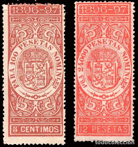 Sellos: Espa&ntilde;a - Fiscales - Impuesto sobre Deuda Exterior - Alemany * 9+16 - 1897/98