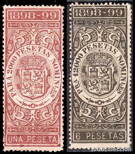 Sellos: Espa&ntilde;a - Fiscales - Impuesto sobre Deuda Exterior - Alemany (*) 20+23 - 1898/99