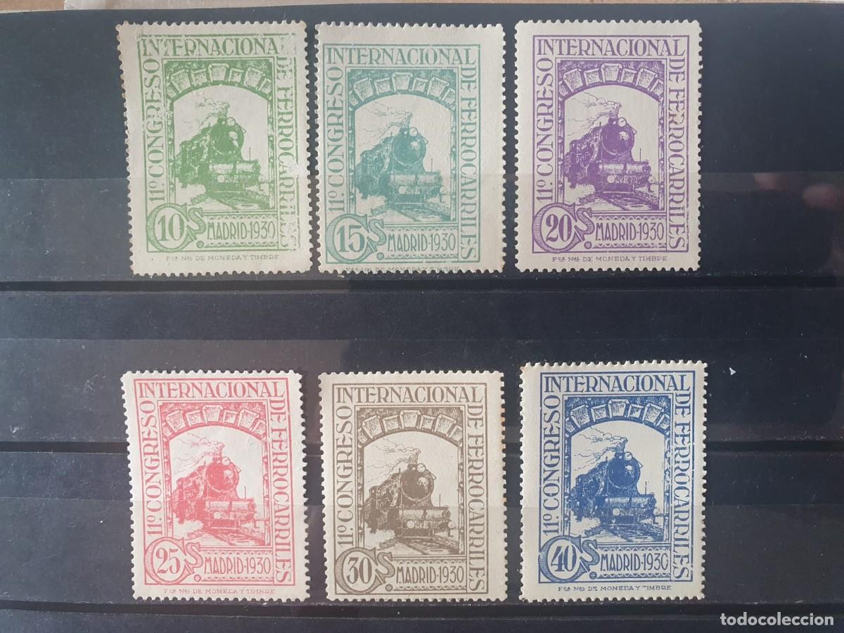Sellos: EDIFIL 472 ** a 477 ** FERROCARRILES ESPA&Ntilde;A 1930