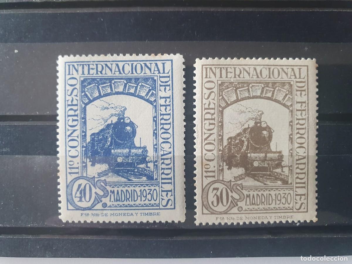 Sellos: EDIFIL 476 ** + 477 ** FERROCARILES ESPA&Ntilde;A 1930