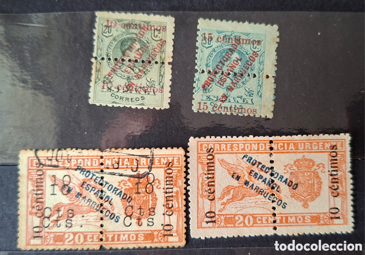 Sellos: Marruecos sellos 1920 nuevos y usado con habilitacion doble