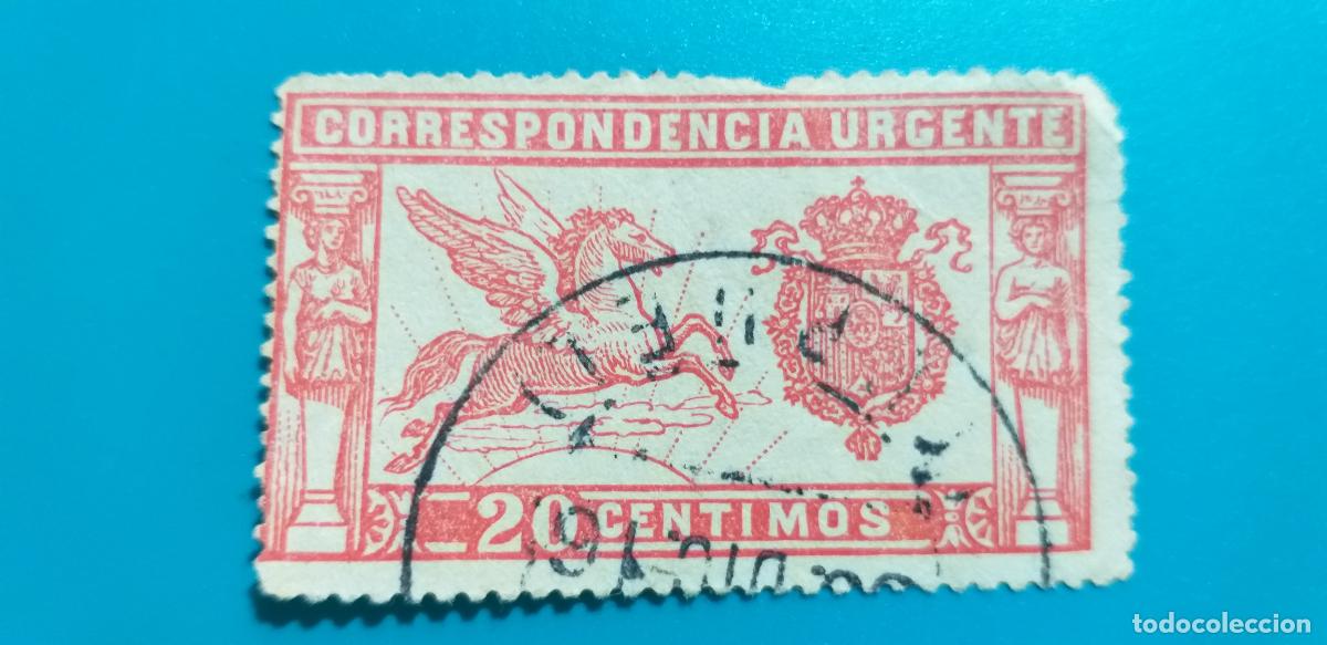 Sellos: Usado. A&ntilde;o 1905. Pegaso. EDIFIL n&ordm; 256. Matasello. Numeracion trasera.