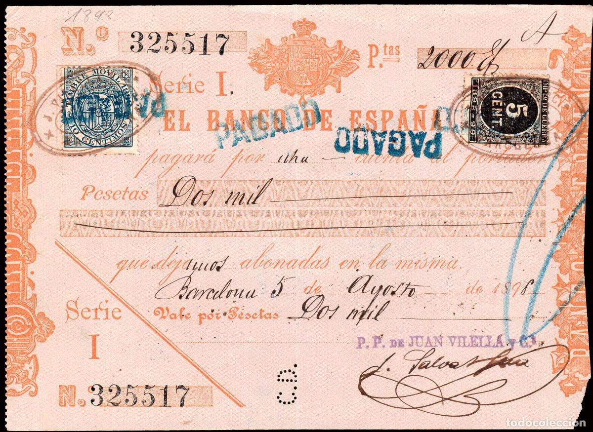 Sellos: Espa&ntilde;a - Fiscales - Impuesto de Guerra - Alemany o 21+ Timbre M&oacute;vil - Pagar&eacute; Banco Espa&ntilde;a