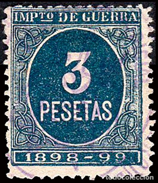 Sellos: Espa&ntilde;a - Fiscales - Impuesto de Guerra - Alemany o 37 - 1898/99 - 3 Ptas.