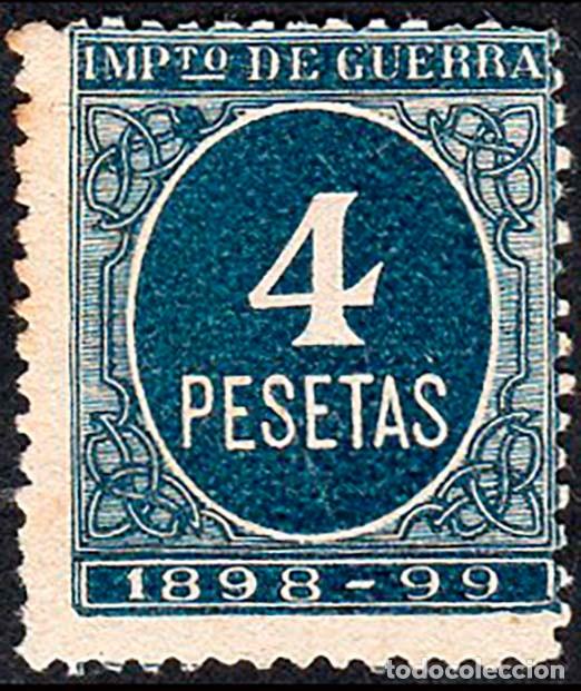 Sellos: Espa&ntilde;a - Fiscales - Impuesto de Guerra - Alemany (*) 39 - 1898/99 - 4 Ptas.