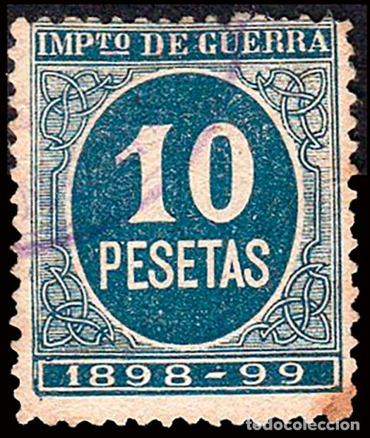 Sellos: Espa&ntilde;a - Fiscales - Impuesto de Guerra - Alemany o 44 - 1898/99 - 10 Ptas.