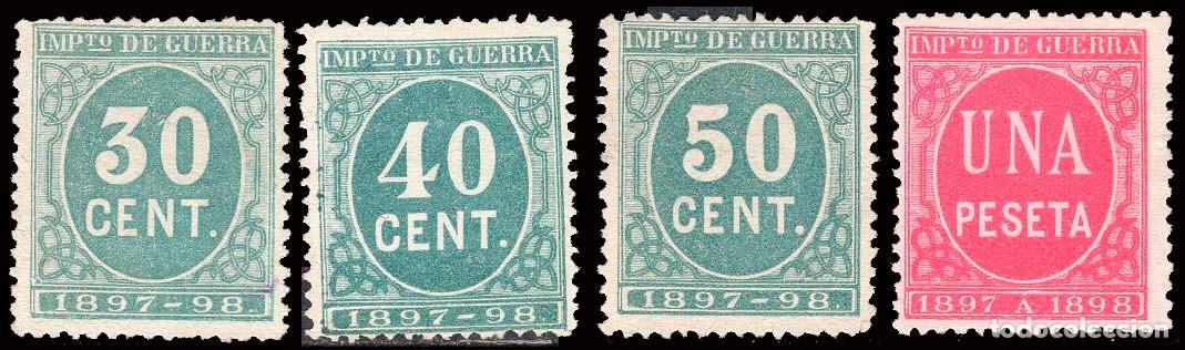 Sellos: Espa&ntilde;a - Fiscales - Impuesto de Guerra - Alemany (*) 52+53+54+58 - 1897/98