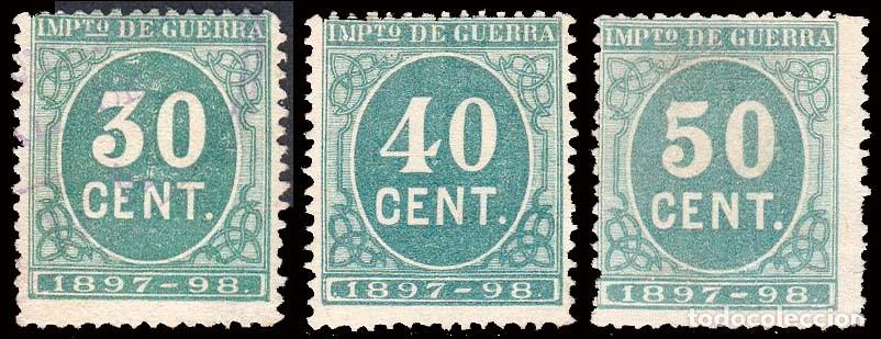 Sellos: Espa&ntilde;a - Fiscales - Impuesto de Guerra - Alemany (*)/o 52+53+54 - 1897/98