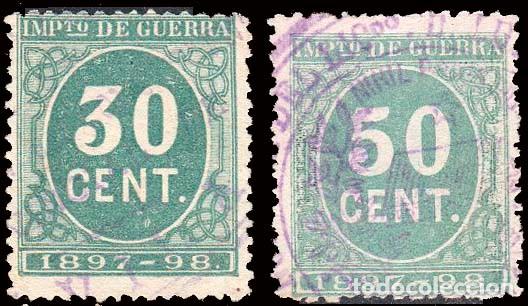 Sellos: Espa&ntilde;a - Fiscales - Impuesto de Guerra - Alemany o 52+54 - 1897/98