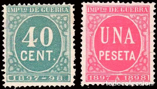 Sellos: Espa&ntilde;a - Fiscales - Impuesto de Guerra - Alemany * 53+58 - 1897/98