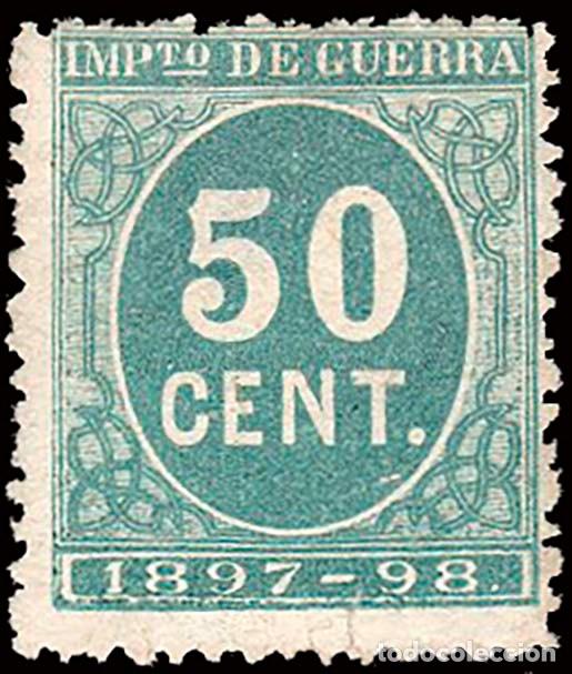 Sellos: Espa&ntilde;a - Fiscales - Impuesto de Guerra - Alemany * 54 - 1897/98 - 50 cts.