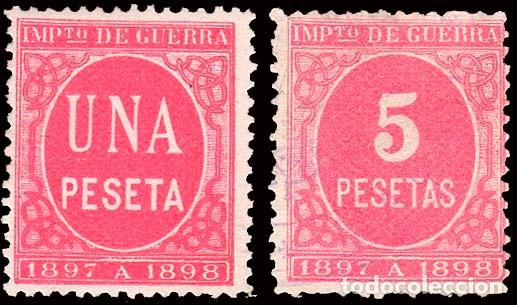 Sellos: Espa&ntilde;a - Fiscales - Impuesto de Guerra - Alemany (*)/o 58+68 - 1897/98