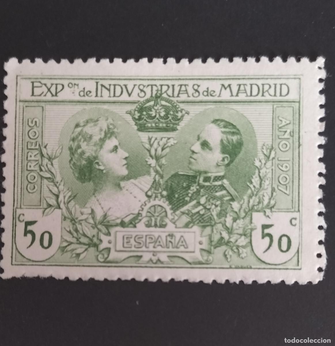 Selos: Edifil SR4 nuevo Espa&ntilde;a a&ntilde;o 1907 Exposicion Industrias de Madrid con fija sellos nuevos