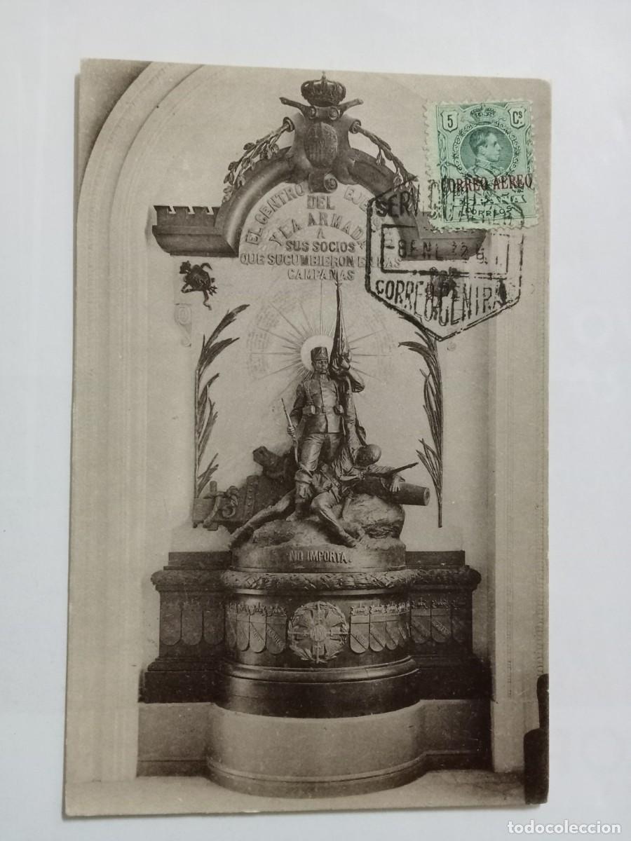 Sellos: TARJETA POSTAL SELLO EDIFIL 292, CORREO A&Eacute;REO, MATASELLO A&Ntilde;O 1929. CENTRO DEL EJ&Eacute;RCITO Y LA ARMAD