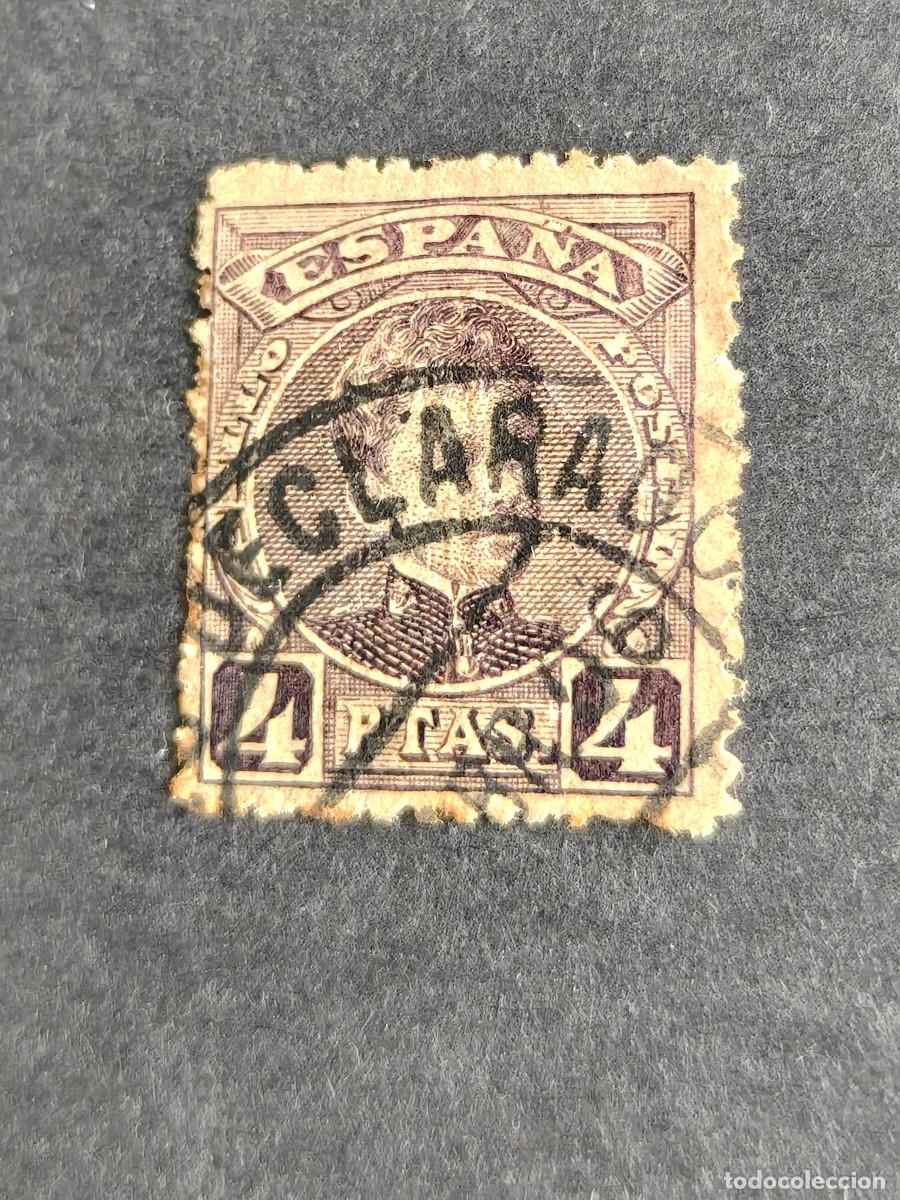 Sellos: Espa&ntilde;a Sellos Alfonso XIII 4 ptas edifil 254 sellos usados Centraje lujo a&ntilde;o 1901