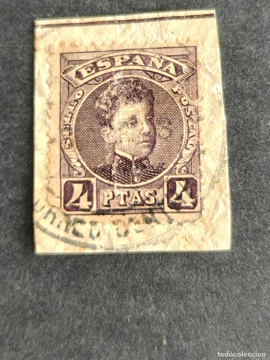 Sellos: Espa&ntilde;a Sellos Alfonso XIII 4 ptas edifil 254 sellos usados Centraje lujo a&ntilde;o 1901