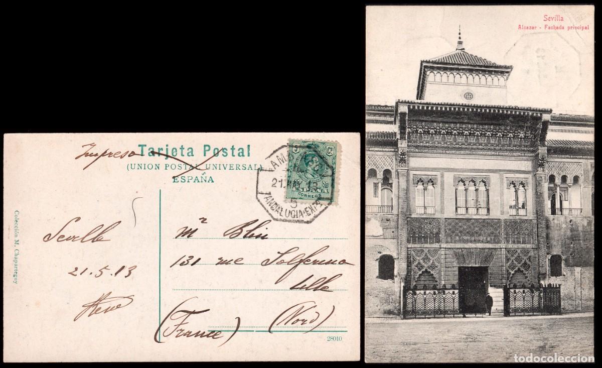 Sellos: Espa&ntilde;a - Edi o TP 268 - Postal &rdquo;Sevilla - Alc&aacute;zar fachada&rdquo; Mat &rdquo;AMB. Ascd. II - 5 Andaluc&iacute;a Express&rdquo;