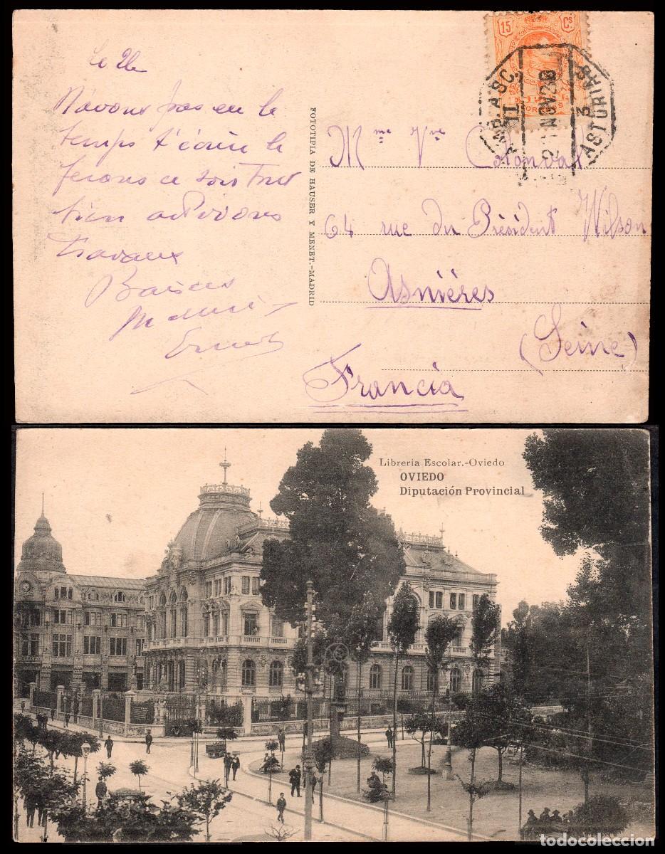 Sellos: Asturias - Edi o TP 271 - Postal &rdquo;Oviedo - Diputaci&oacute;n..&rdquo; - Mat &rdquo;AMB. Asc II - 3 - Asturias&rdquo;