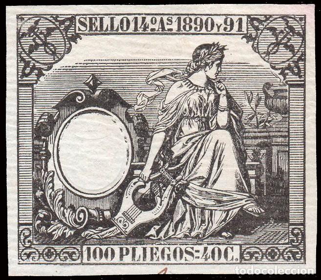 Sellos: Espa&ntilde;a - Fiscales - P&oacute;lizas - Alemany (*) S/Cat &rdquo;1890-91 - Sello 14&ordf; - 100 pliegos 40C.&rdquo;