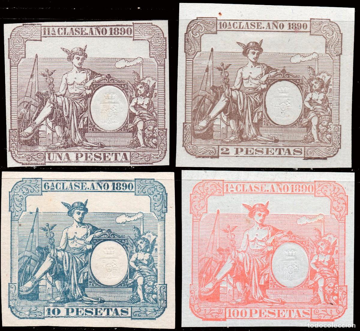 Sellos: Espa&ntilde;a - Fiscales - P&oacute;lizas - Alemany (*) 341+342+346+351 - 1890