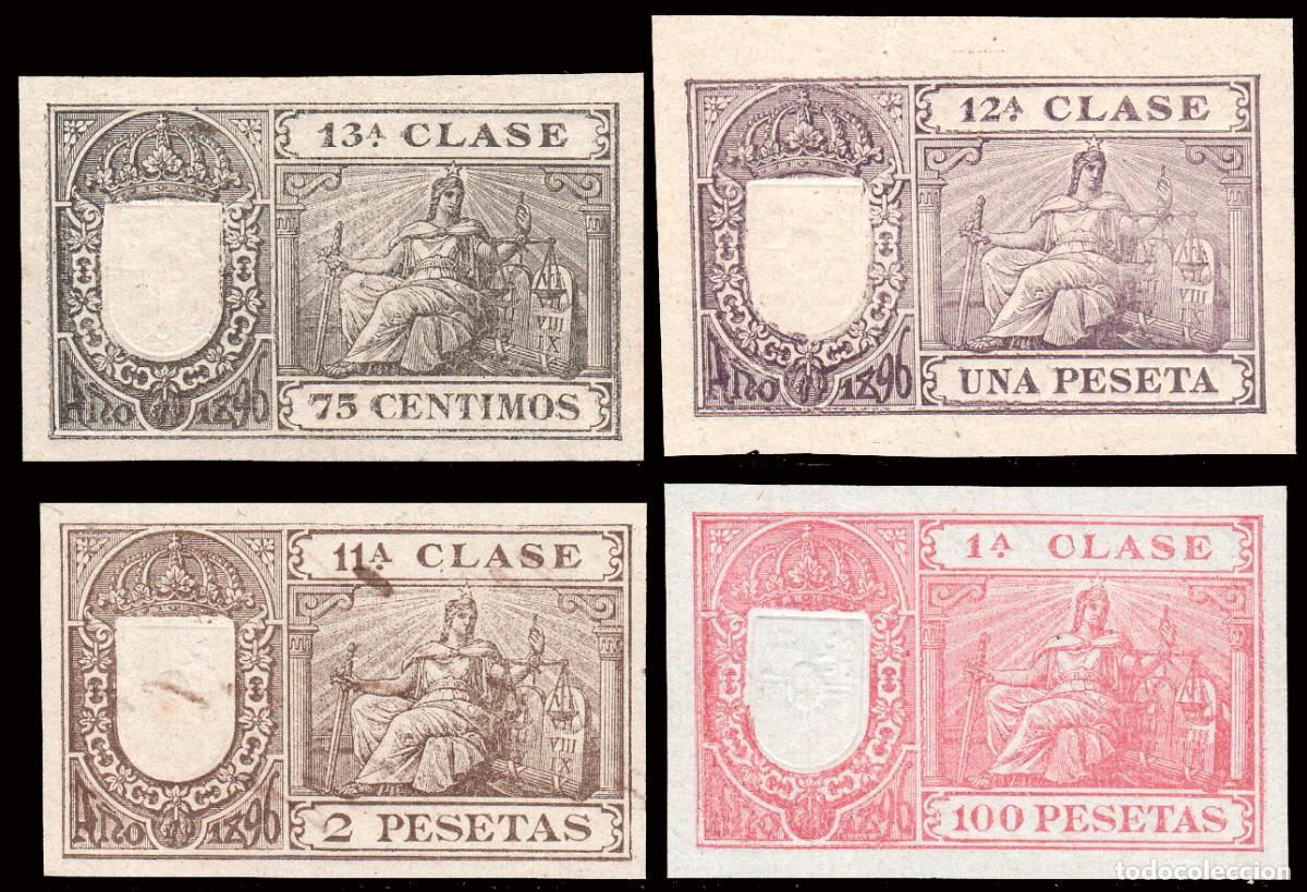 Sellos: Espa&ntilde;a - Fiscales - P&oacute;lizas - Alemany (*) 415+416+417+427 - 1896