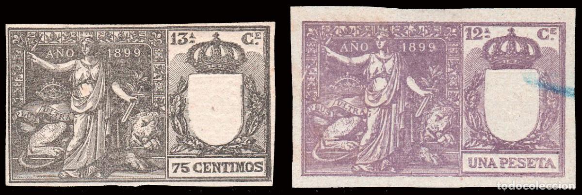 Sellos: Espa&ntilde;a - Fiscales - P&oacute;lizas - Alemany (*) 454+455 - 1899