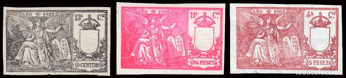 Sellos: Espa&ntilde;a - Fiscales - P&oacute;lizas - Alemany (*) 510+517+ 1 S/Cat. - 1903