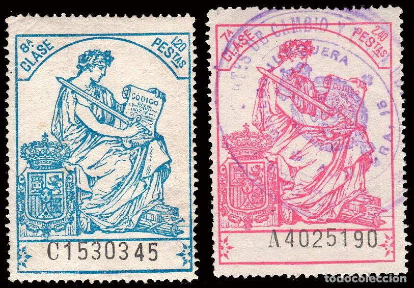 Sellos: Espa&ntilde;a - Fiscales - P&oacute;lizas - Alemany */o 603+604 - 1926