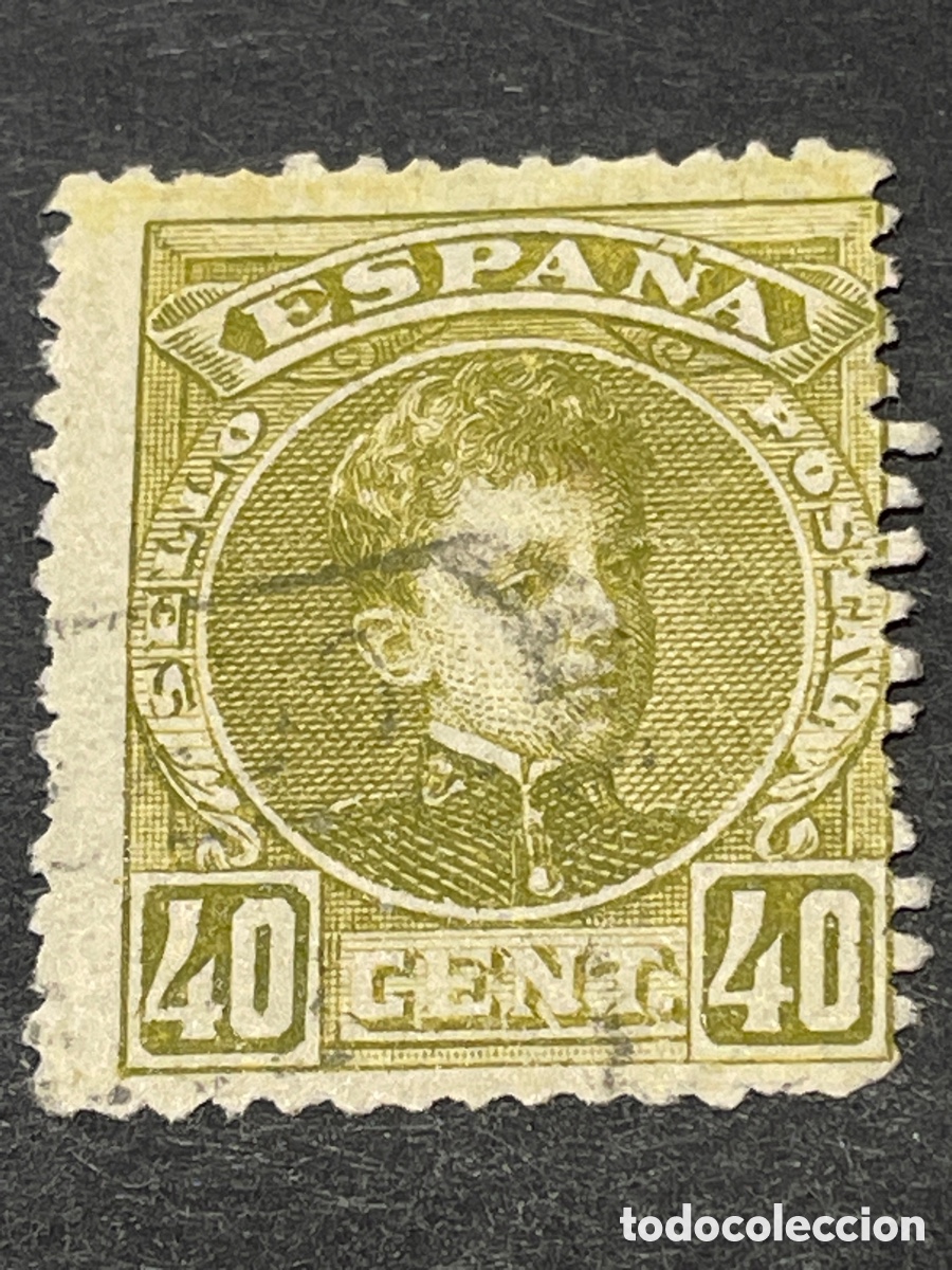 Sellos: Edifil 250 Alfonso XIII Cadete 40 Cts Oliva, usado, el de las fotos