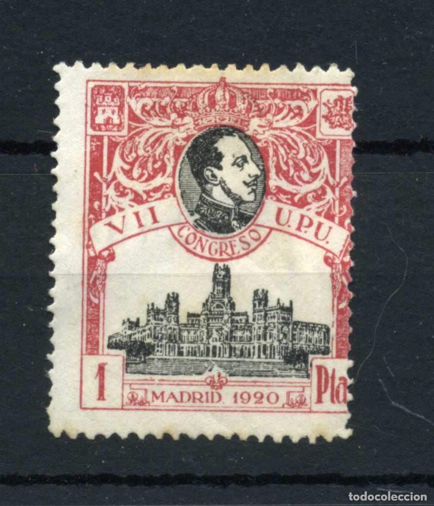 Sellos: XS- Alfonso XIII Congreso UPU 1920 1 Peseta Nuevo SIN GOMA Ed. 307